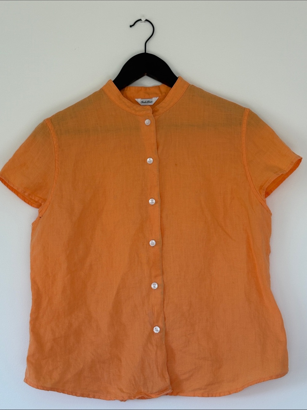 Talbots Orange Short-Sleeve Button-Down Shirt